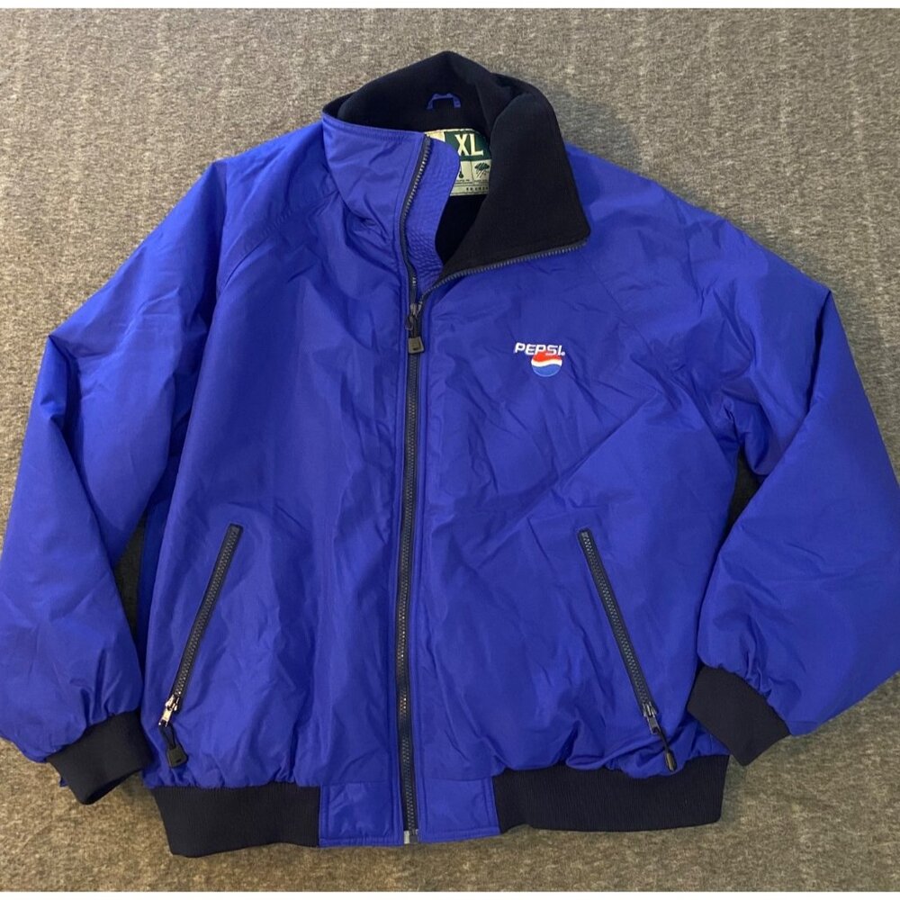 Vintage‎ Pepsi Mens Blue Insulated Jacket XL Nylon Y2K WearGuard Water Resistant